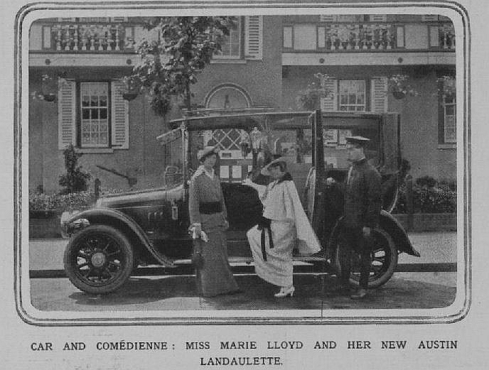 1914 miss marie lloyd and her car